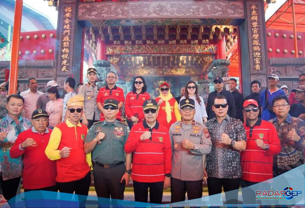 Bupati Sambut Rombongan Tamu Event Ritual Bakar Tongkang 2023