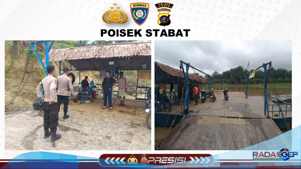 Sat Binmas dan Bhabinkamtibmas Polres Langkat Edukasi dan Sosialisasi Keselamatan Penyebrangan Getek