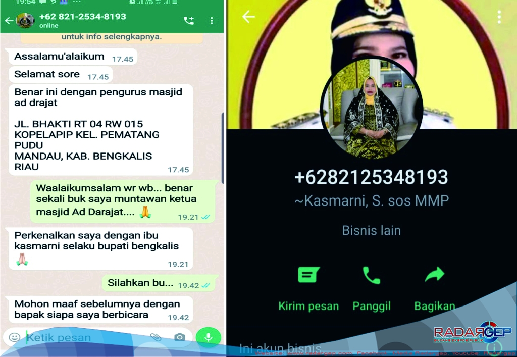 Waspada, Hati-Hati Aksi Penipuan Catut Nama Bupati Bengkalis Kasmarni