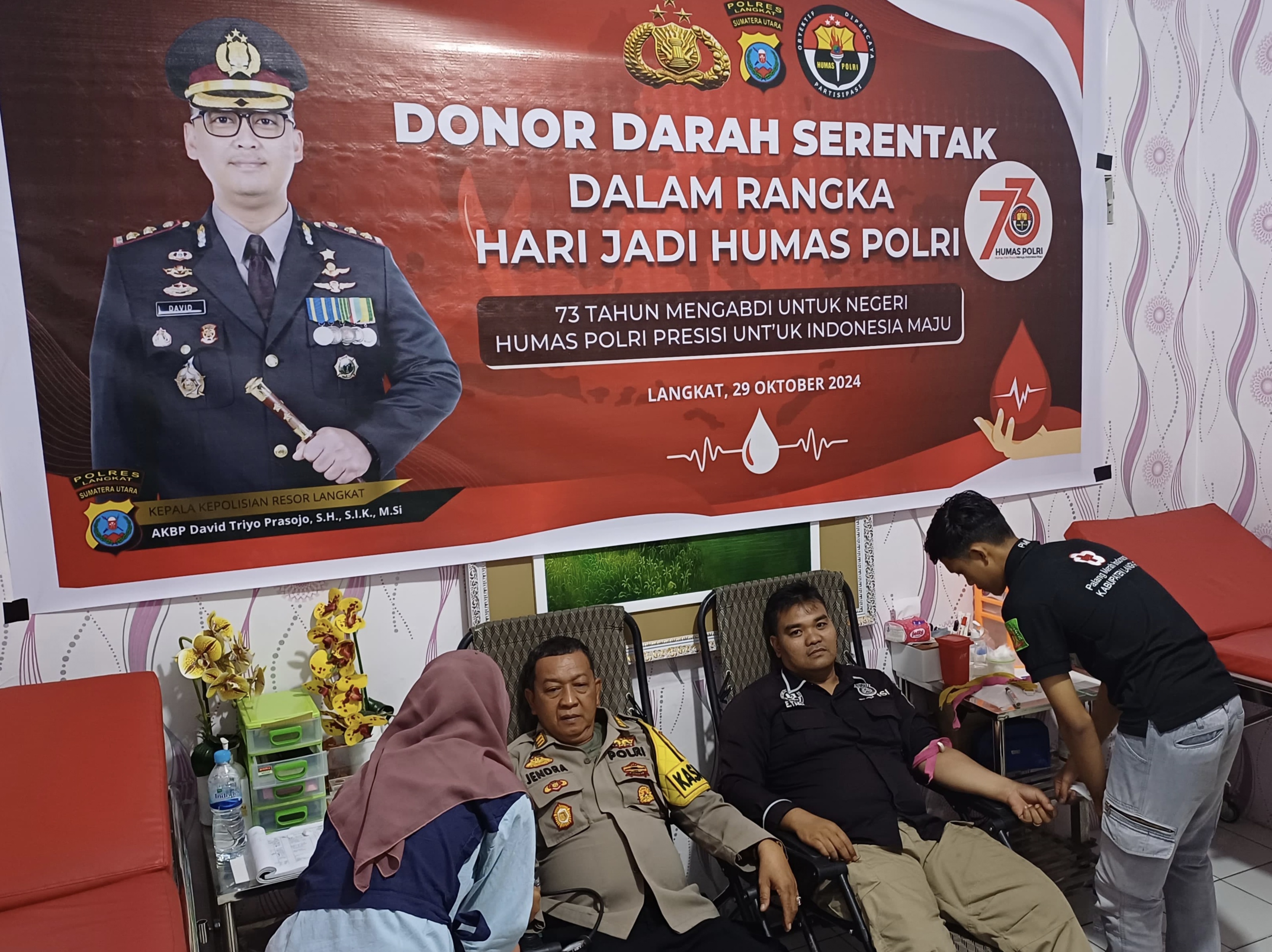 Polres Langkat Laksanakan Donor Darah di Hari Jadi Humas Polri ke-73