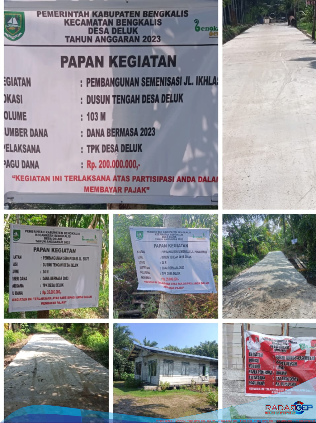 Pemdes Deluk Kecamatan Bantan Sukses Laksanakan Pembangunan Dana Bermasa 2023