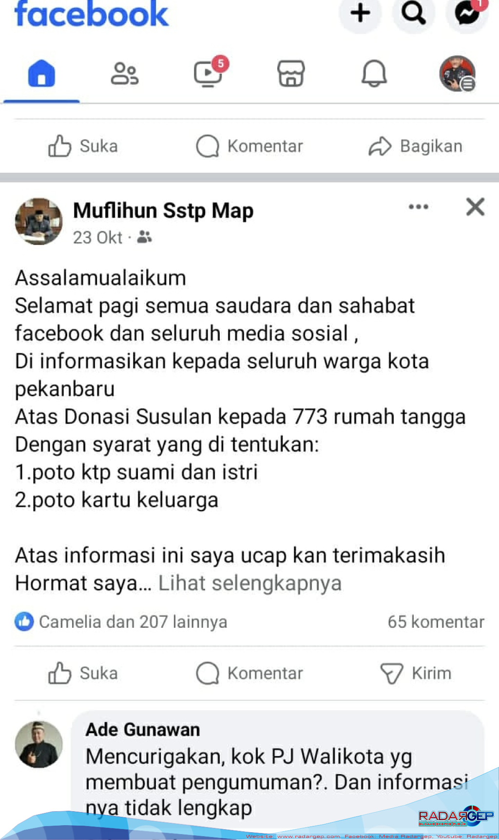  Warga Diimbau Lapor dan Blokir Akun Palsu Pj Wali Kota Pekanbaru