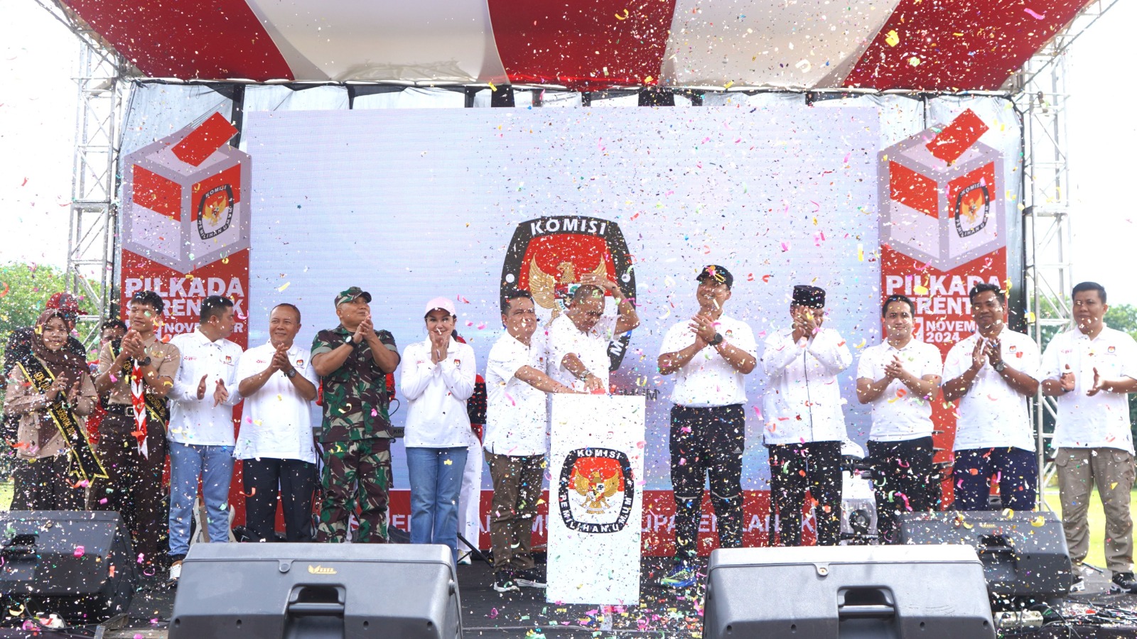 Personil Polres Langkat Amankan Kegiatan Launching Jingle dan Maskot Pilkada 2024