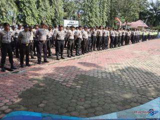 Siap Amankan Tahapan Kampanye Pemilu 2024, Polres Langkat Laksanakan Apel