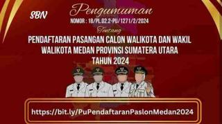 KPU Medan Resmi Umumkan Jadwal Pendaftaran Paslon Wali Kota dan Wakil Wali Kota