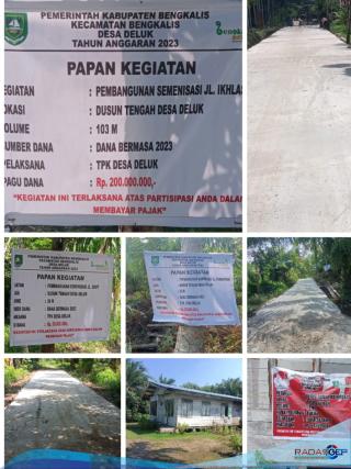 Pemdes Deluk Kecamatan Bantan Sukses Laksanakan Pembangunan Dana Bermasa 2023