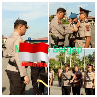 Kapolres Pelabuhan Belawan Pimpin Serah Terima Jabatan Kasat Intelkam dan Kasi Humas