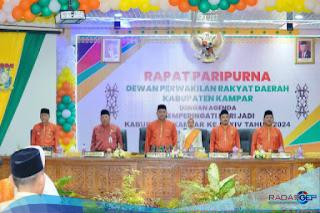 Peringati HUT Kabupaten Kampar Ke-74, DPRD Gelar Rapat Sidang Paripurna Istimewah Tahun 2024
