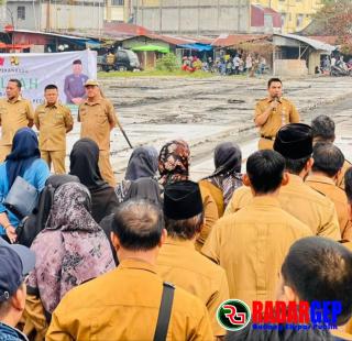Pembangunan Dimulai, Disperindag Pekanbaru Apel Pagi Di Pasar Cik Puan