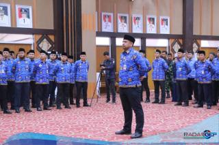 Prosesi Upacara Hari Pancasila Di Kota Pekanbaru Tetap Khidmat Walau Dalam Ruangan