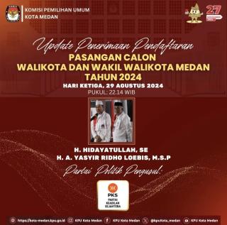 KPU Medan Menerima Pendaftaran Calon Paslon Wali/Wakil Wali Kota Medan